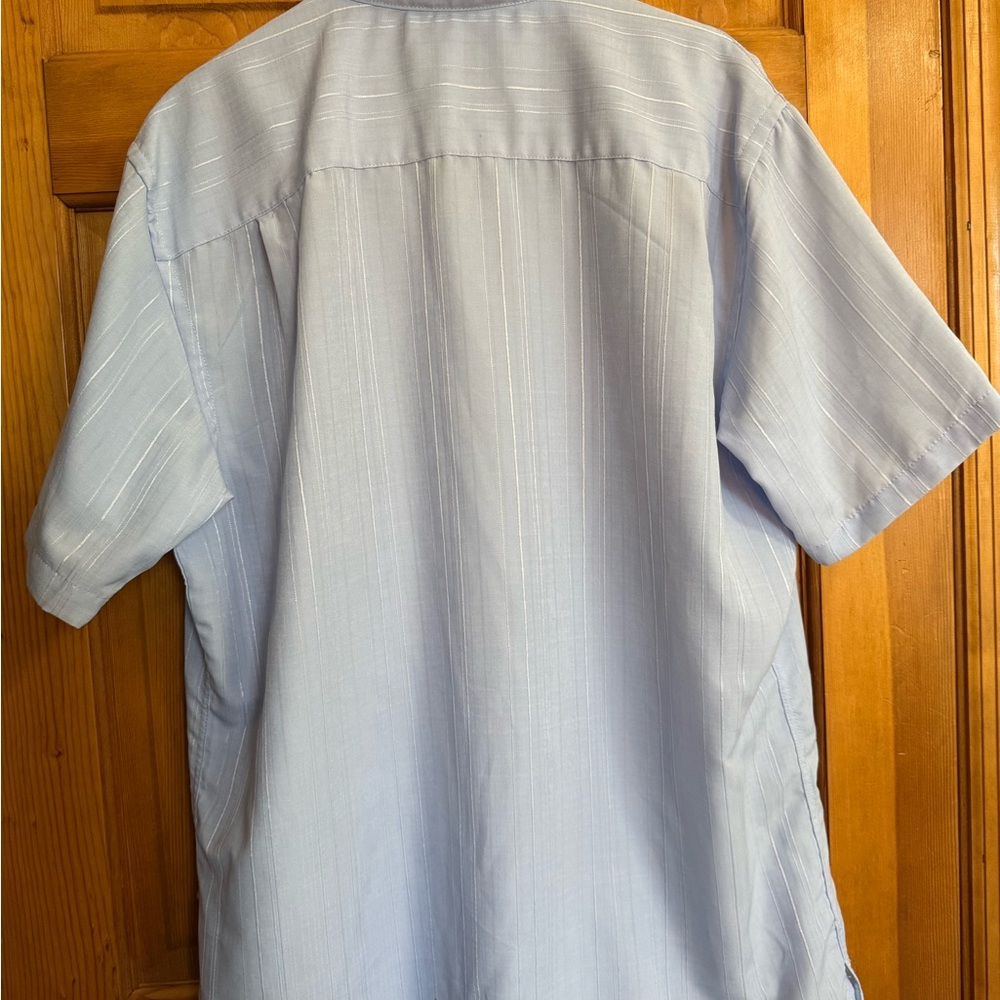 Van Heusen Light Blue Leaf Print Shirt - Picture 5 of 6